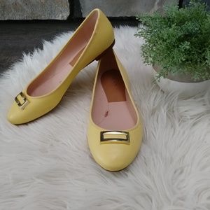 Zara Trafaluc yellow flats with gold buckle